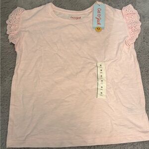 Target Cat & Jack Light Pink Eyelet Sleeve Short Sleeve Tee